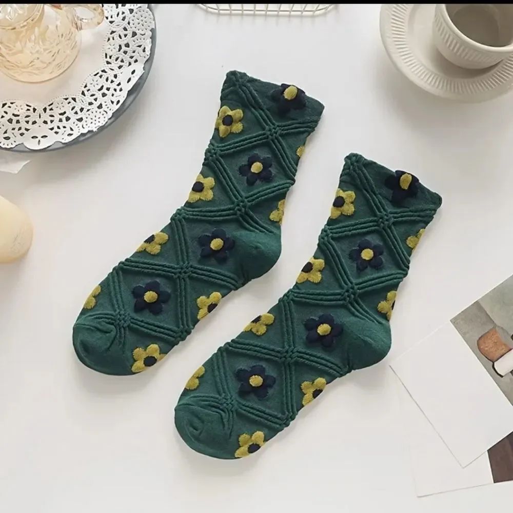 COTTAGECORE Floral Socks Capri Boho Socks